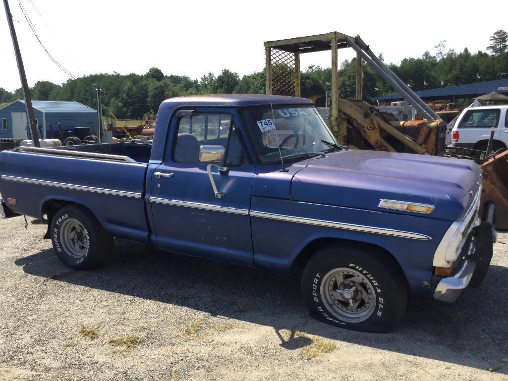 1970 Ford F100 Pkp Truck Inop At 302 Gas Rig Cab Vin