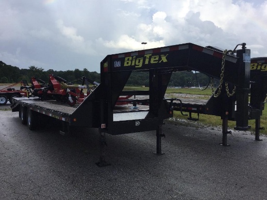 2016 BIG TEX GOOSENECK EQUIP TRAILER (25 X 8, 10 TON, 20FT FLAT, 5FT DOVE, MEGA RAMPS,