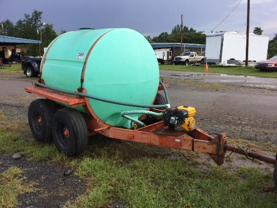 1000 GALLON NURSE TANK ON TRAILER (5.5HP PUMP)
