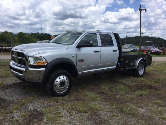 2012 DODGE RAM 4500 HD FLATBED TRUCK (AT, 6.7L CUMMINS DIESEL, 4WD, CREW CAB, 9FT WESTERN HAULER