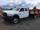 2015 DODGE RAM 5500 FLATBED PICKUP (AT, 6.7L CUMMINS DIESEL, MILES READ 118345, 4WD. CREW CAB,