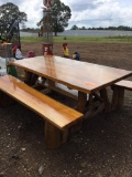 TEAK WOOD TABLE W/ 2 BENCHES