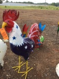 RED, WHITE, & BLUE METAL ROOSTER