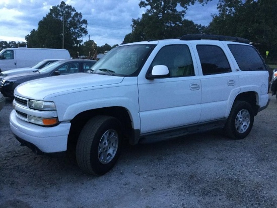 2004 CHEVROLET TAHOE Z71 (AT, 5.3L VORTEC, 4WD, MILES READ 183963, VIN-1GNEK13Z84R250532)