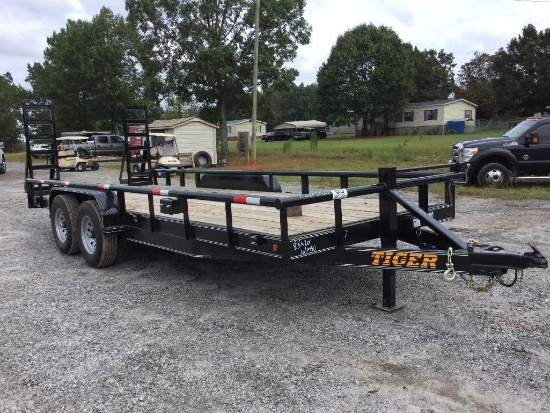 2018 TIGER 83 IN X 20 FT EQUIPMENT TRAILER (2 AXLE BRAKES, HEAVY DUTY AXLES, RAMPS,