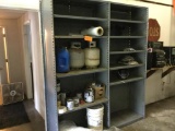 SHELF & CONTENTS (PAINT, PLASTIC WRAP,PROPANE TANKS, MISC)