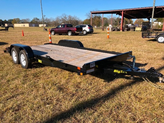 2018 BIG TEX 70 CH CAR HAULER TRAILER (18FT, PULL OUT RAMPS, 3500LB BRAKE AXLES, REMOVABLE FENDERS,