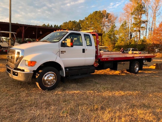 2011 FORD F650 ROLLBACK (CUMMINS DIESEL, VIN-3FRNX6FC4BV595275, MILES-185405, AT, EXTENDED CAB, 20'