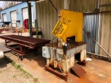 KALAMAZOO INDUSTRIAL CHOP SAW W/ROLLING CONVEYOR TABLE