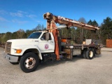1996 FORD F-SERIES BOOM TRUCK (MANUAL TRANSMISSION, CUMMINS DIESEL, MILES READ 017790,