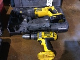 DEWALT 18 VOLT RECRIPROCATING SAW & DRILL W/CASE WORKING CONDITION (0.5in DRILL, ONE BATTERY, WEAK