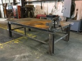 STEEL WELDING TABLE ?(69.5 INCHES WIDE X 119 INCHES LONG X .5 INCH THICK, VISE SOLD SEPERATLEY)
