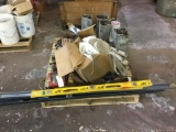 PALLET - WELDING RODS, LEVELS, LIGHTS, ETC.