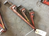 (3) RIDGID PIPE WRENCHES (24in, 18in, 14in)