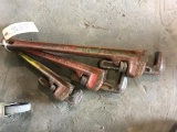 (3) RIDGID PIPE WRENCHES (24in, 18in, 14in)