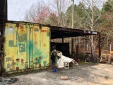 40ft SHIPPING CONTAINER W/16ft X 40ft LEAN TO SHED