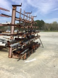 MISC STEEL PIPE W/RACK (VARIOUS SIZES)