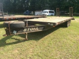 1996 STOLL 24 FT DECKOVER EQUIPMENT TRAILER **NO TITLE **(14 TON,20ft DECK, 4ft DOVETAIL, PINTLE