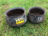 (2) CAST IRON FLOWER POTS