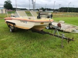 1975 GLASTRON 15' BOAT W/70hp EVINRUDE MOTOR