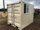 8ft CONTAINER W/1 DOOR & 1 WINDOW **SELLS ABSOLUTE TO HIGHEST BIDDER**(8ft H X 6.5ft W X 7ft L)R1