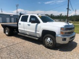 2018 CHEVROLET 3500 HD SILVERADO LTZ FLATBED (AT, DURAMAX DIESEL, 4WD, CREW CAB, 9' FLATBED W/GN