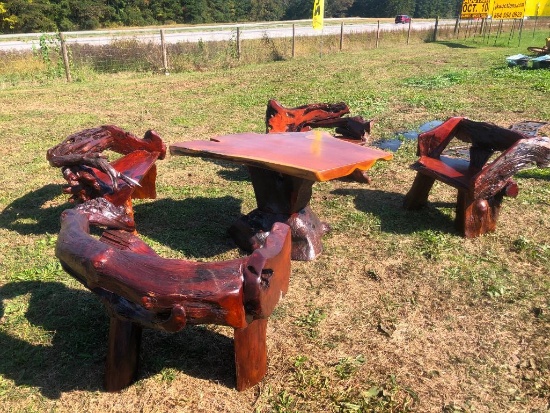 TEAK WOOD TABLE W/4 CHAIRS