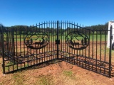 20FT WROUGHT IRON GATE W/DEER ART