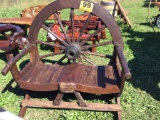 TEAK WOOD WAGON WHEEL BENCH