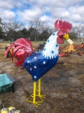 6FT METAL AMERICAN FLAG ROOSTER YARD ART