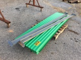 PALLET-GREEN FIBERGLASS ROOFING & (2) METAL POSTS