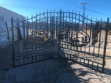 14FT WROUGHT IRON GATE W/DEER ART-SELLING ABSOLUTE