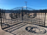 20FT WROUGHT IRON GATE W/DEER ART-SELLING ABSOLUTE