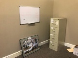 4 DRAWER FILING CABINET, WHITE BOARD, OFFICE PICT