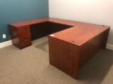 3 PIECE U SHAPED DESK W/5 DRAWERS