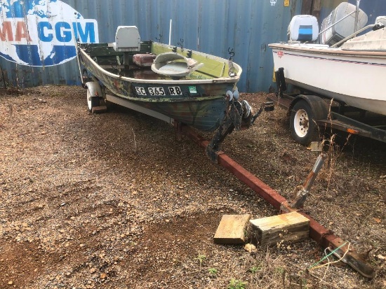 ALUMINUM V-HULL JOHN BOAT W/ TRAILER