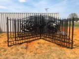 GREAT BEAR 20' BI-PARTING IRON GATES W/DEER