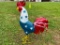 3' ROOSTER METAL YARD ART RED, WHITE, BLUE
