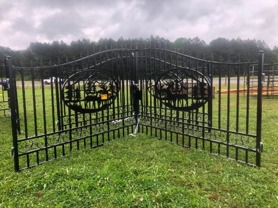 20' WROUGHT IRON GATES (UNUSED, WILDLIFE DESIGN)