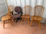(1) OFFICE CHAIR & (4) DINING CHAIRS