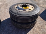 (2) TRUCK TIRES & WHEELS 285/75R 24.5