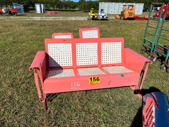 VINTAGE METAL PATIO GLIDER & (2) CHAIRS