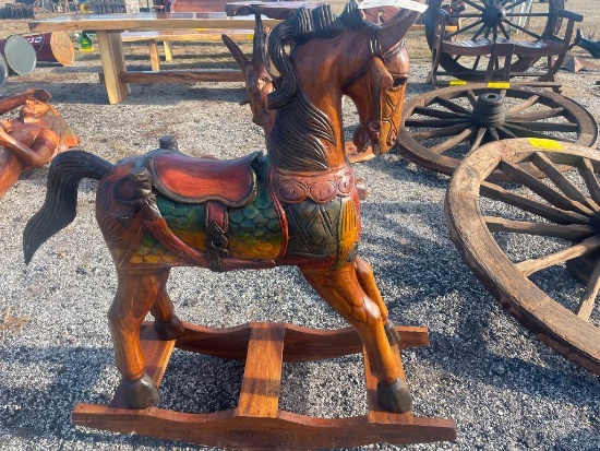 45" WOODEN ROCKING HORSE YARD ART/STATUE