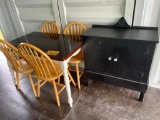 TABLE W/(4) CHAIRS & ANTIQUE HUTCH