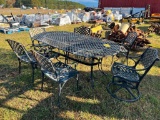WROUGHT IRON PATIO TABLE W/(6) CHAIRS (7'X42