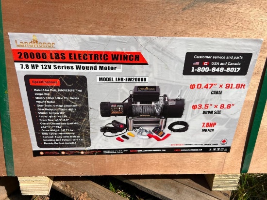 UNUSED LAND HONOR 20000 LB ELECTRIC WINCH (MODEL