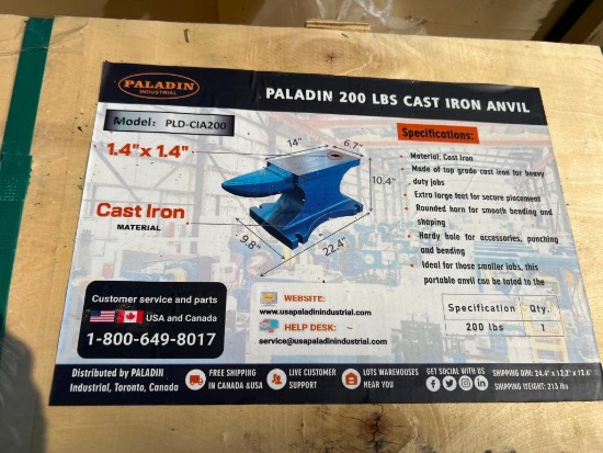 UNUSED PALADIN 200 LB CAST IRON ANVIL