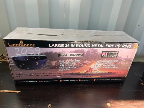 UNUSED LAND HONOR 36 INCH ROUND METAL FIRE PIT