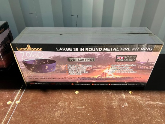 UNUSED LAND HONOR 36 INCH ROUND METAL FIRE PIT