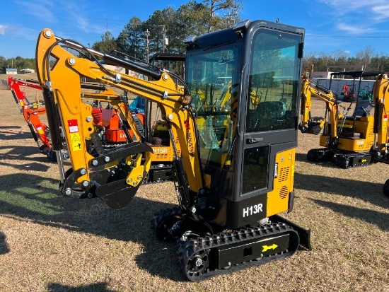 UNUSED AGT H13R MINI EXCAVATOR (ENCLOSED CAB, GAS